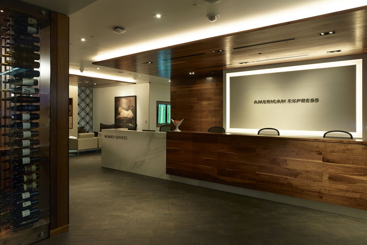 Rendering of the front desk at the San Francisco Centurion Lounge.