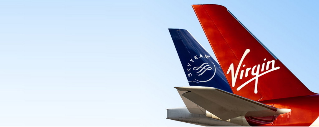 SkyTeam and Virgin Atlantic airplane tails.