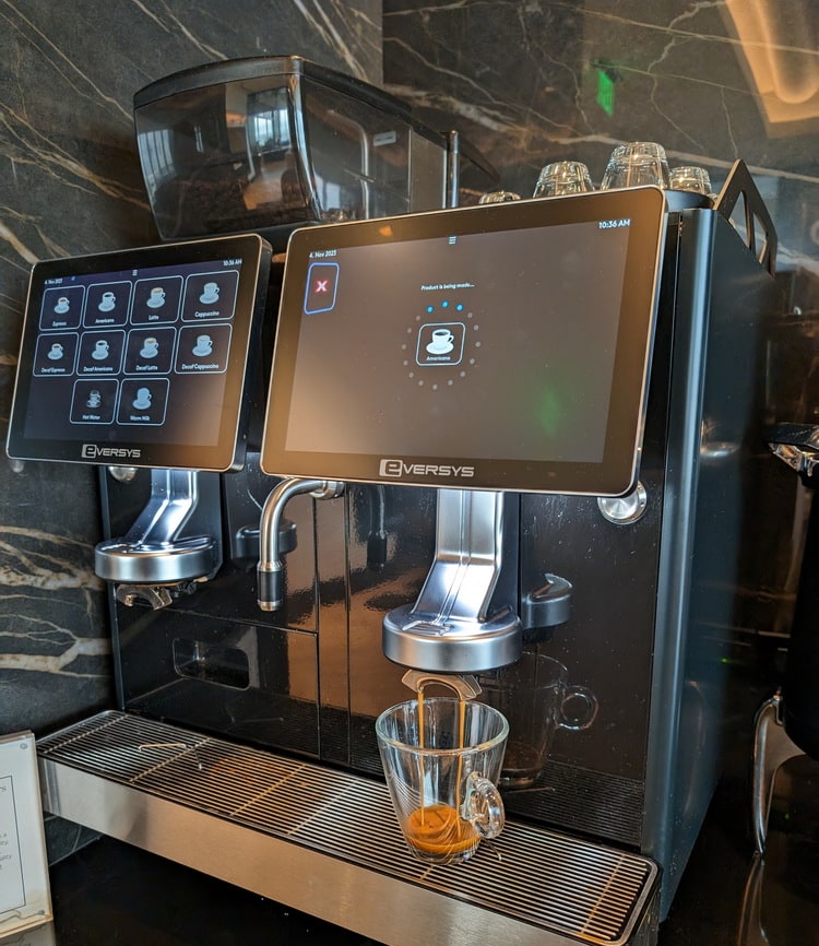 coffee machine, serving an americano.