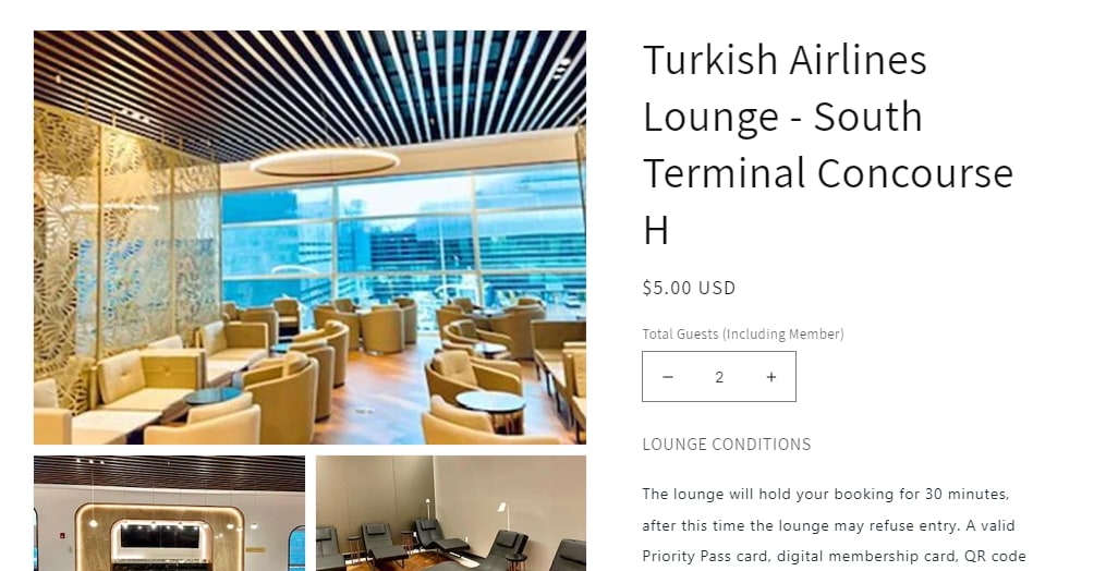 Prebook option, select the number of guests.