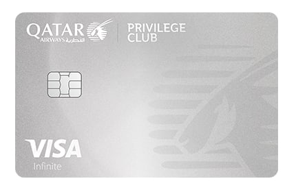 Gray Cardless Qatar Airways Visa credit card.