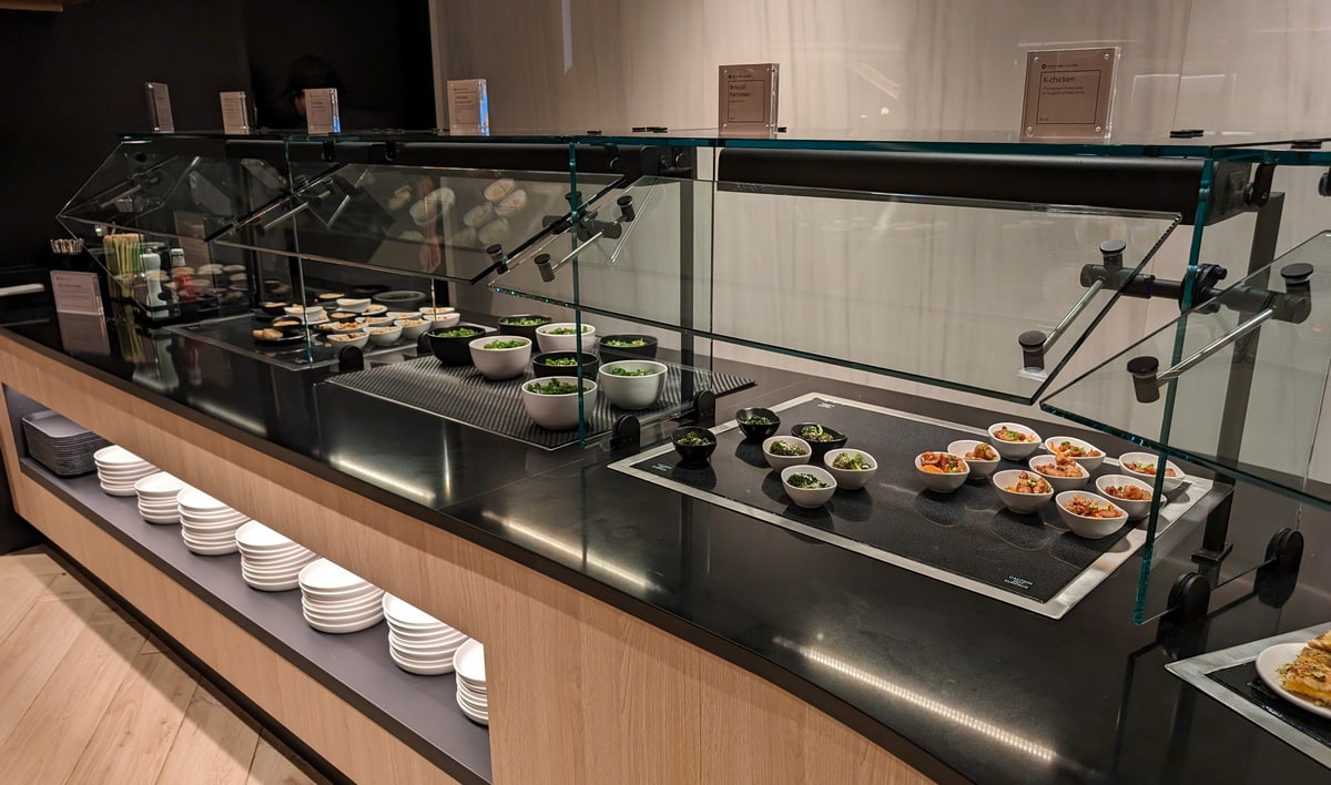 buffet with grab and go plated items.