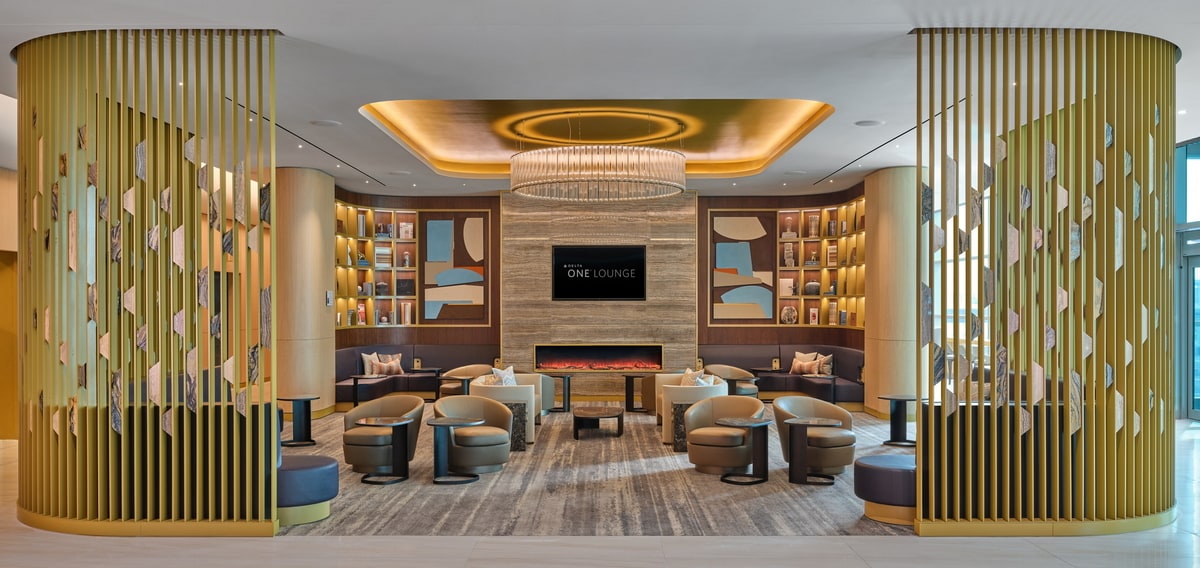 Seating area with chairs and tables.