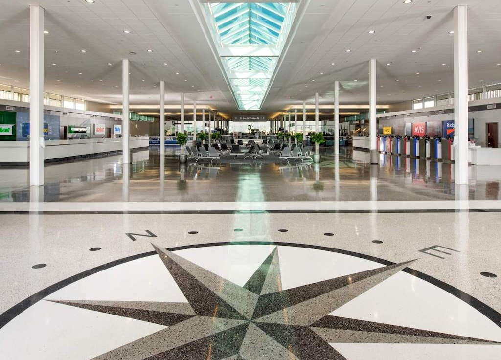 Inside the terminal area of Tulsa International Airport.