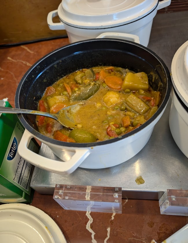 curry vegetables on the hot bar.