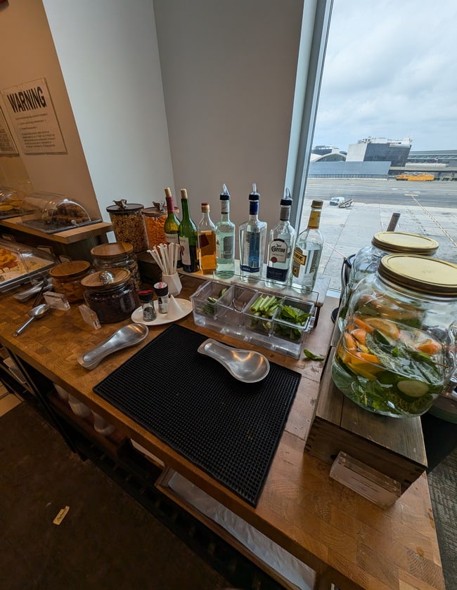 food area with self-serve bar area.