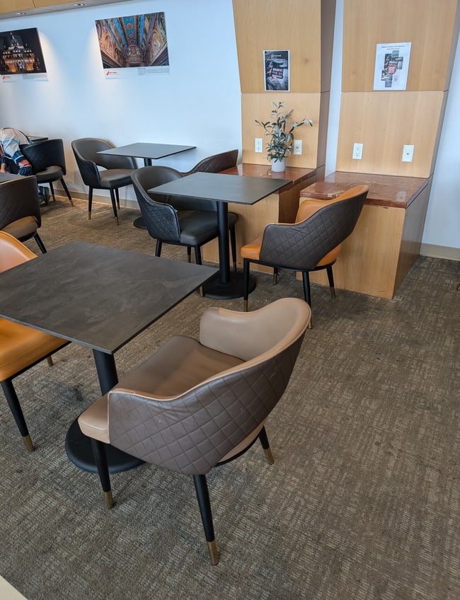 Tables and seating area.