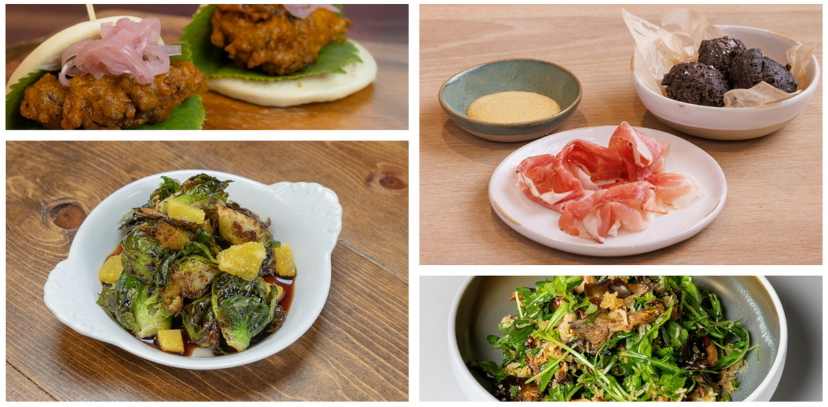 Sample menu items shown plated.