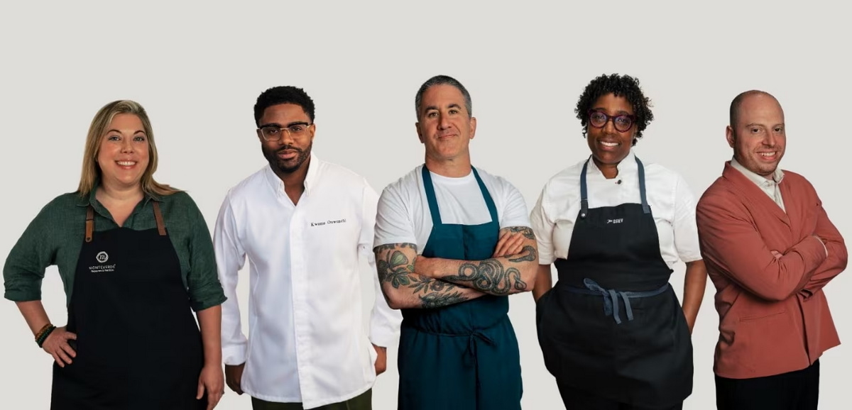 Group photo showing the five featured chefs in the Culinary Collective.