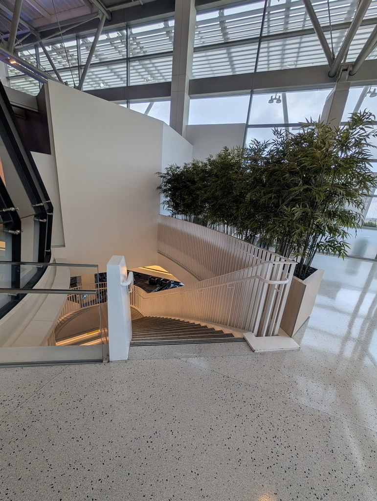 staircase connecting downstairs to the terrace level.