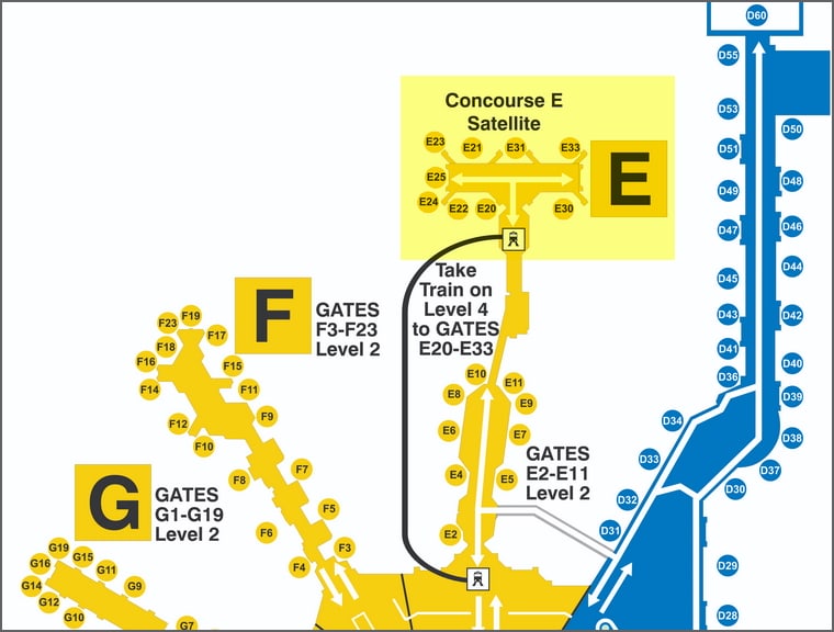 map showing the general location of the British Airways lounge in Miami.