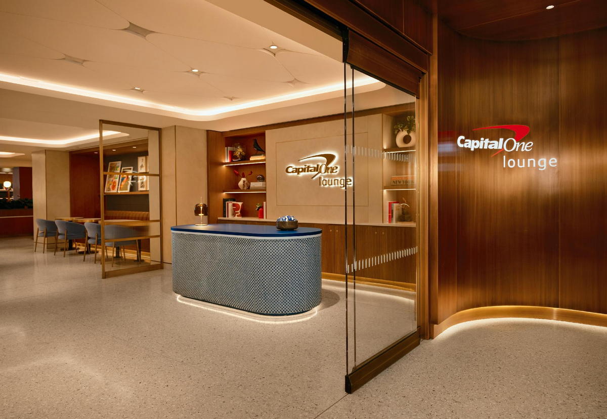 Entrance door at the Capital One lounge.