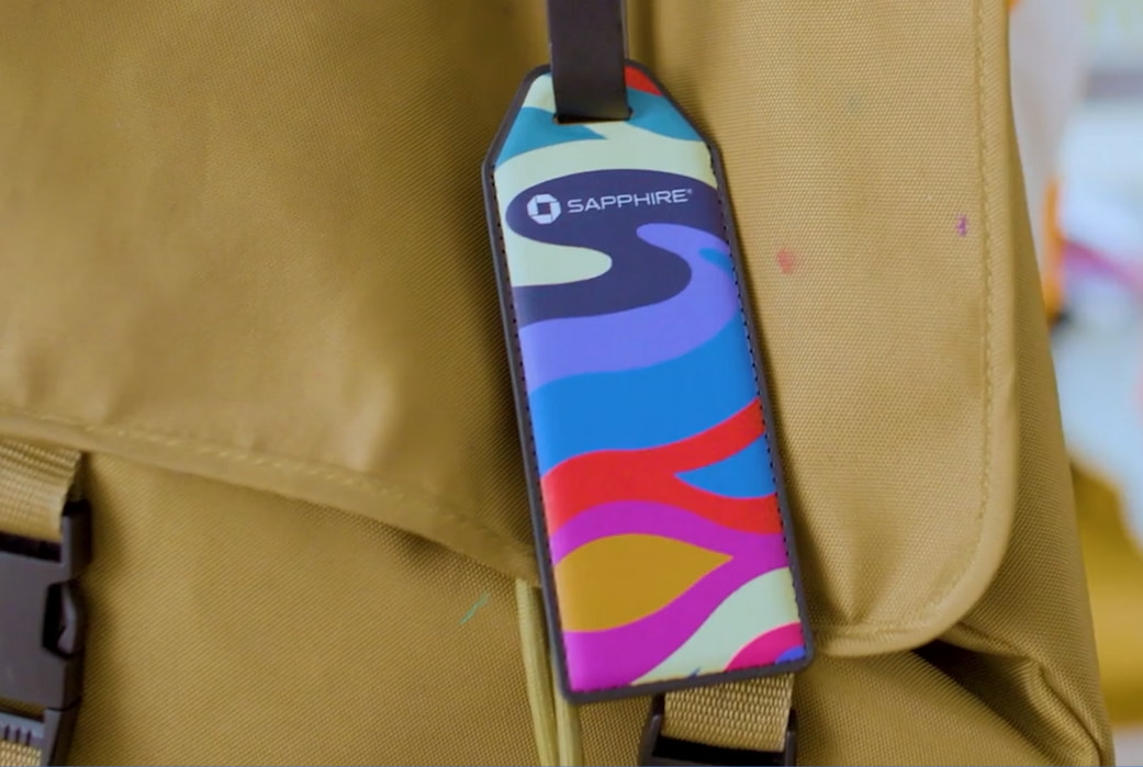 Luggage tag created by Rex Hamilton for Chase Sapphire
