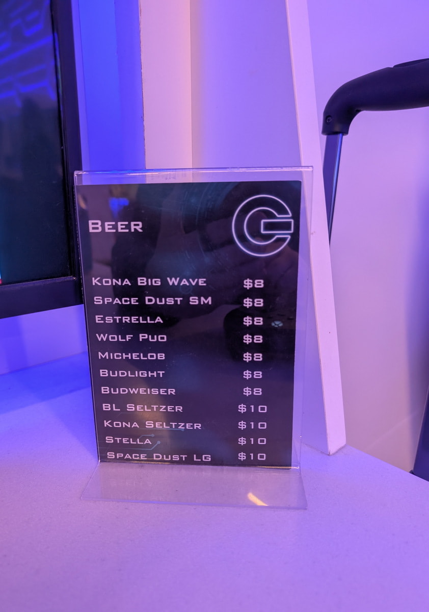 alcohol beverage menu and pricing.
