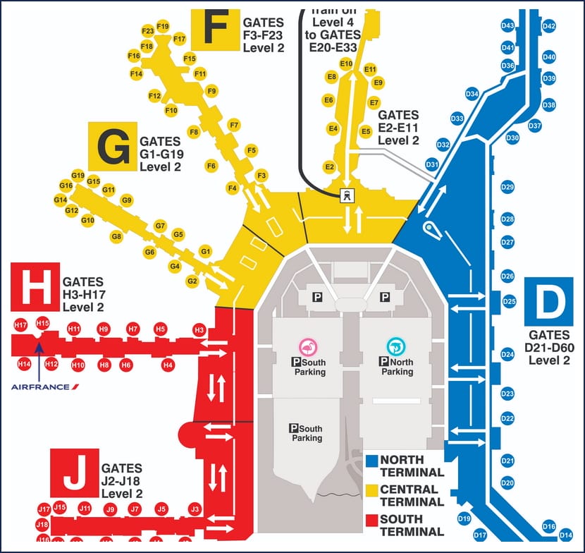 Miami Airport terminal map.