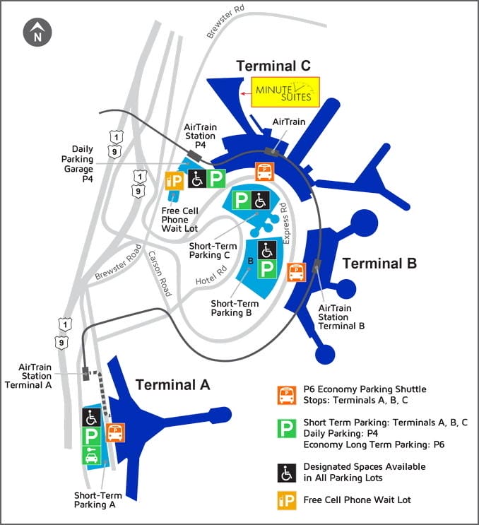 Terminal map showing a marker for the location of the new Minute Suites location.