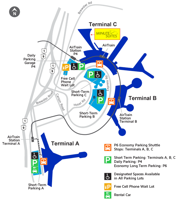 Terminal map showing a marker for the location of the new Minute Suites location.