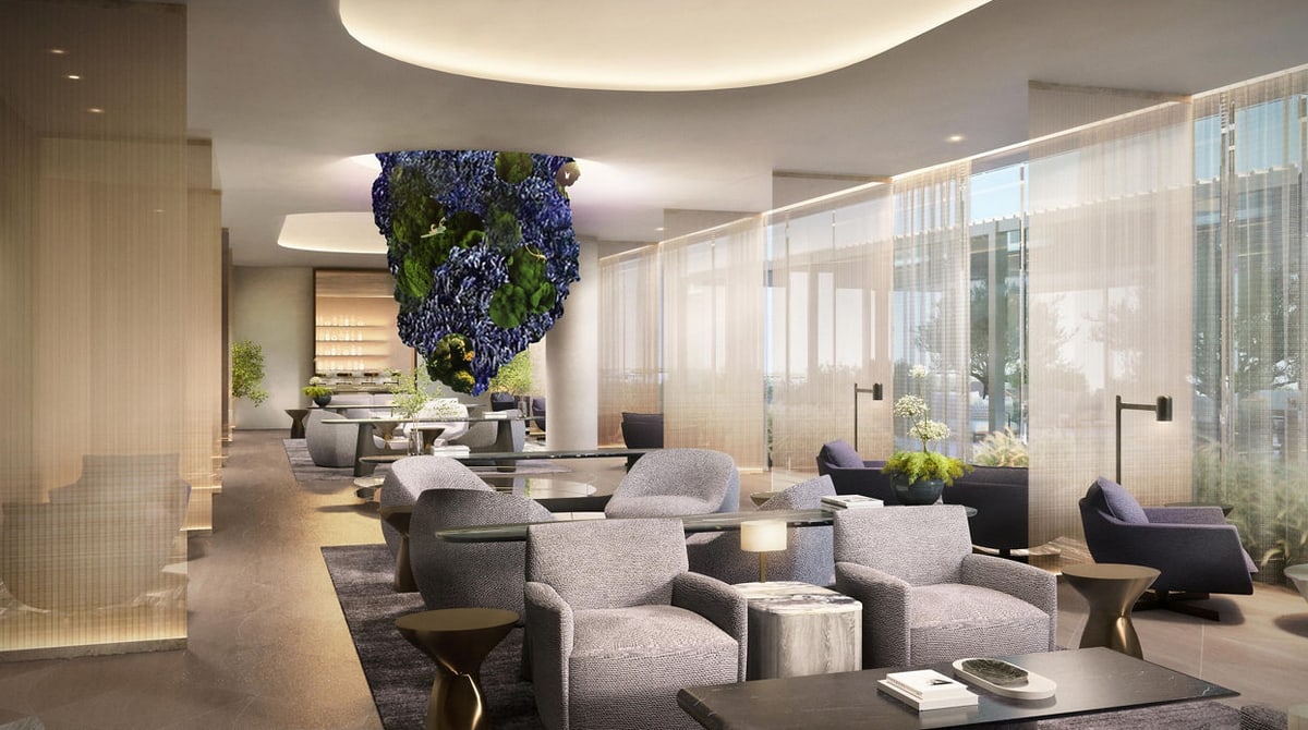 Seating area with chairs and tables.