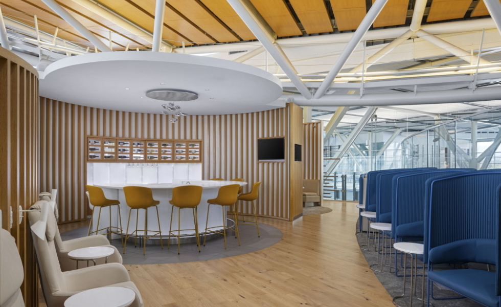 bar area with extra seating.
