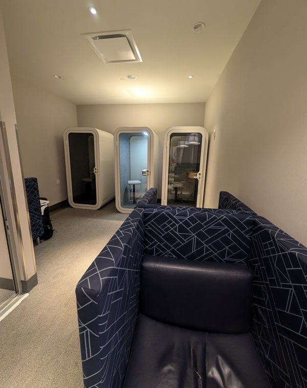 soundproof pods and work area.