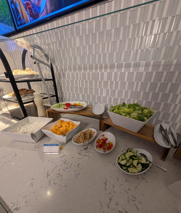 light snacks and items on the buffet bar.