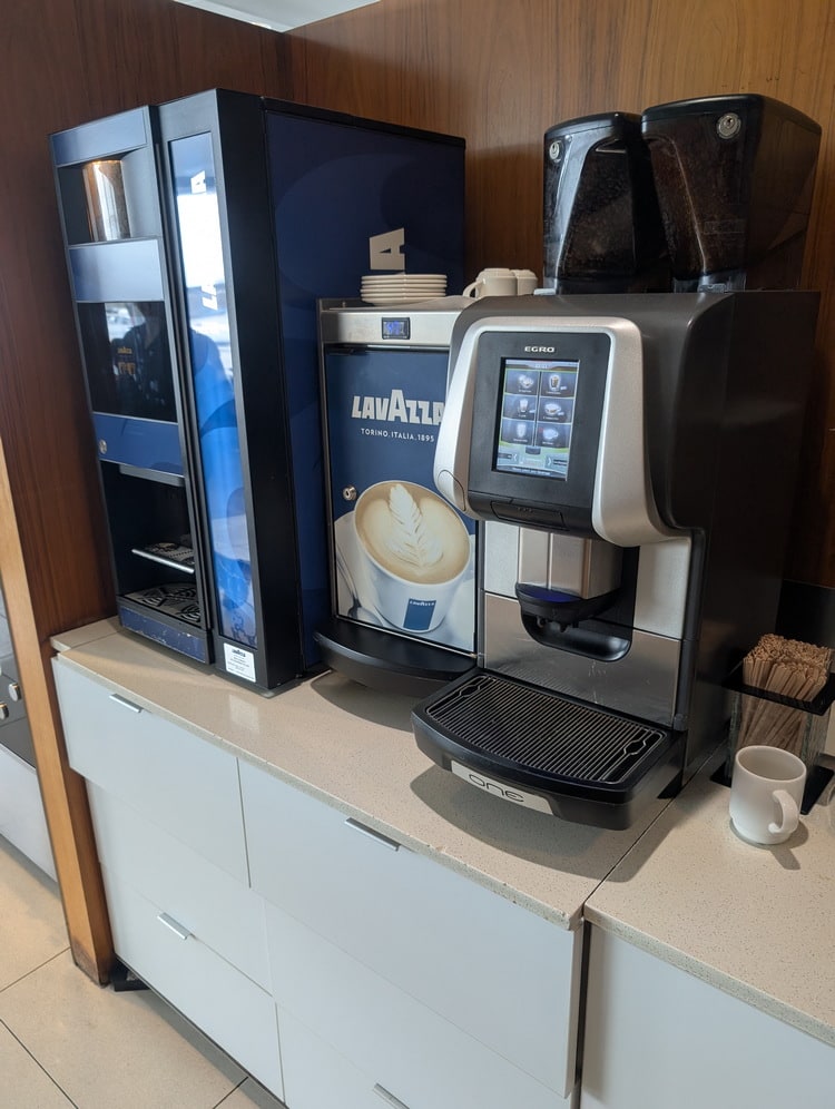 coffee station, with self-serve espresso drinks.