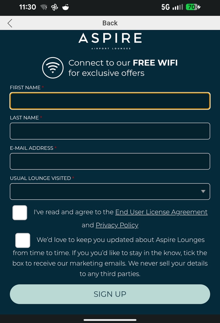 captive portal to sign-up to use the Wi-Fi.