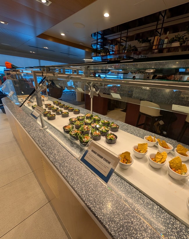 food serving area with cold food options.