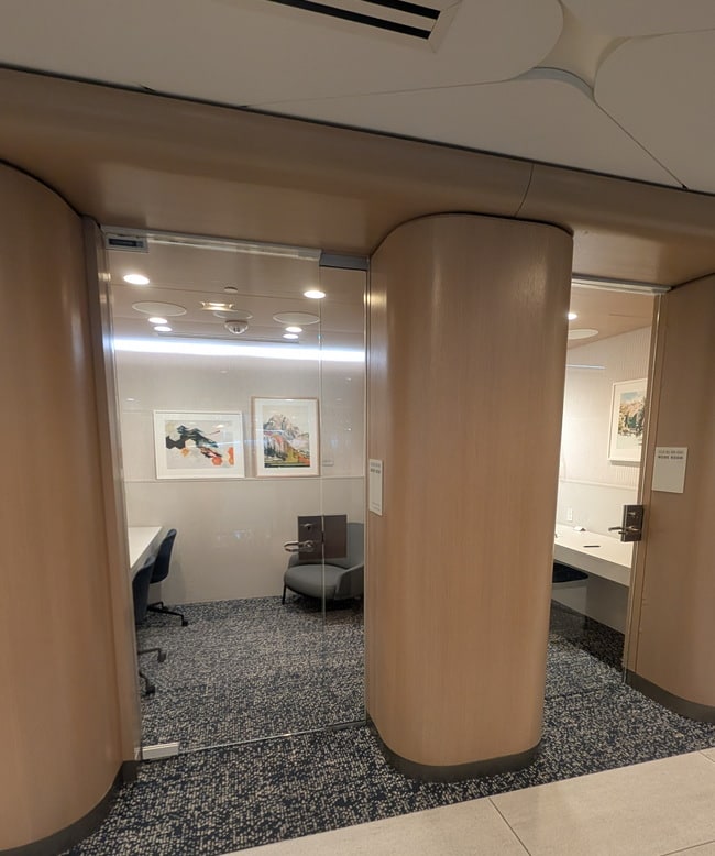 private work rooms with glass doors.