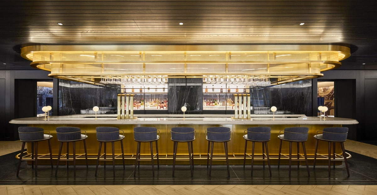 bar and seating around the bar.