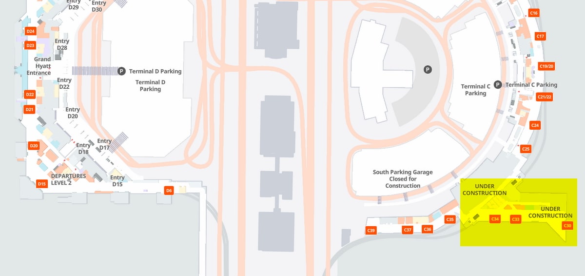 map showing section new section of DFW Terminal C