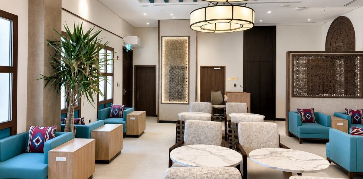 inside of the Plaza Premium Lounge Al Wajh airport.