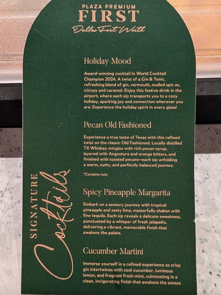 signature bar drinks, with four local cocktails.