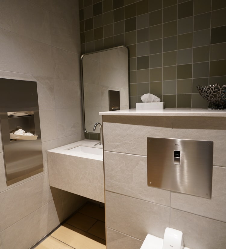 sink inside of standard restroom.