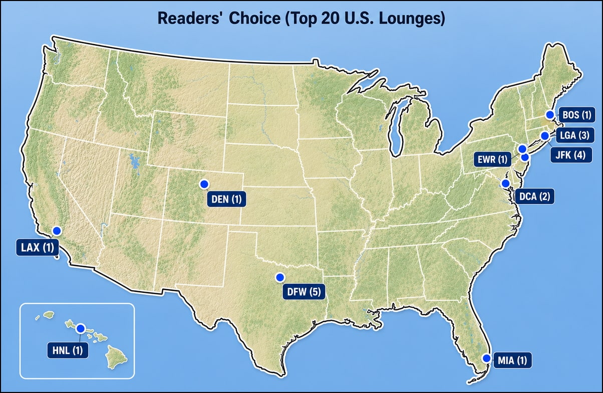map of the U.S. showing all of the airports with winners.