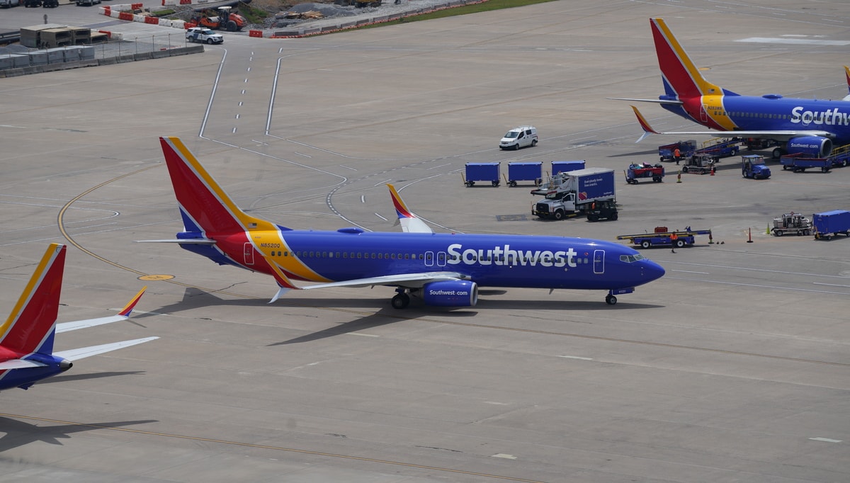 view of Southwest planes on the ramp in Nashville.