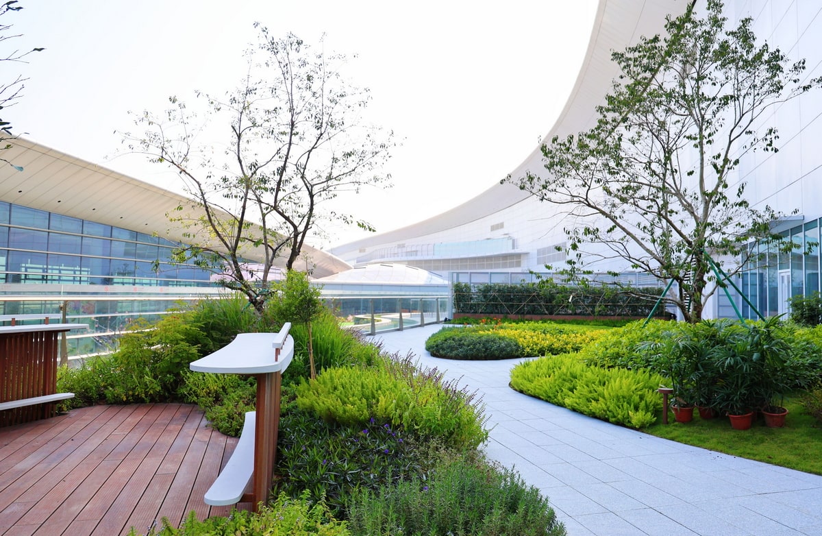 outdoor garden attached to the lounge.