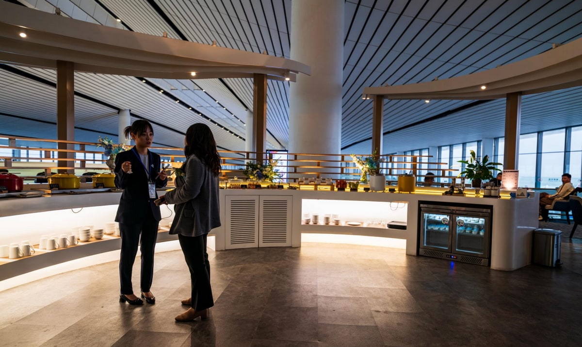 dining buffet with hot and cold food.