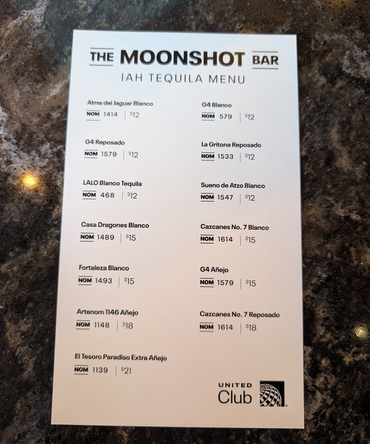 moonshot tequila bar menu.